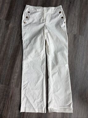 Women’s White Sailor-Button Wide Leg Jeans